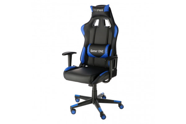 Fotel gamingowy Gamer One - widok z przodu, sportowy ergonomiczny design